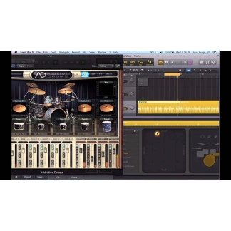 logic pro with virtual drum kit and mixer